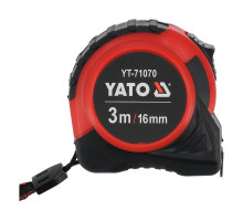 Рулетка YATO : L= 3 м x 16 мм, з сталевою стрічкою, нейлоновим покриттям (YT-71070)