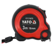 Рулетка YATO : L=3м х16мм, з сталевою стрічкою, нейлоновим покриттям, подвійним блокуванням (YT-71075)
