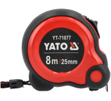 Рулетка YATO : L= 8м x 25мм з сталевою стрічкою, нейлоновим покриттям, подвійним блокуванням (YT-71077)
