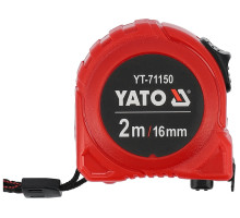 Рулетка YATO : L= 2 м x 16 мм. сталева стрічка з нейлоновим покриттям. подвійне блокування (YT-71150)