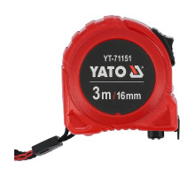 Рулетка YATO : L= 3 м x 16 мм. сталева стрічка з нейлоновим покриттям. подвійне блокування (YT-71151)
