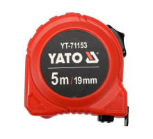 Рулетка YATO : L= 5 м x 19 мм. сталева стрічка з нейлоновим покриттям. подвійне блокування (YT-71153)