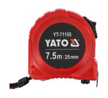 Рулетка YATO : L= 7.5 м x 25 мм. сталева стрічка з нейлоновим покриттям. подвійне блокування (YT-71155)