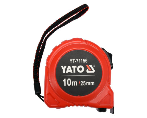 Рулетка YATO : L=10м х25мм, со стальной лентой, нейлоновым покрытием, двойной блокировкой (YT-71156)