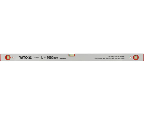 Уровень алюминиевый YATO : L= 100 см, 3 капсулы (YT-3004)