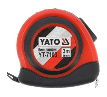 Рулетка YATO : L= 3 м x 16 мм. з нейлоновим покриттям, магнітним наконечником (YT-7103)