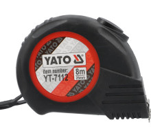 Рулетка YATO : L= 8 м х 25 мм. з нейлоновим покриттям, магнітним наконечником (YT-7112)