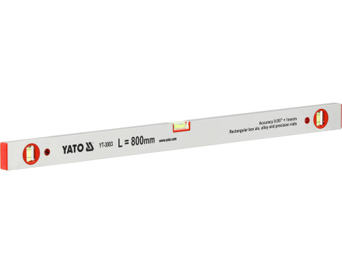 Уровень алюминиевый YATO : L= 80 см. 3 капсулы (YT-3003)