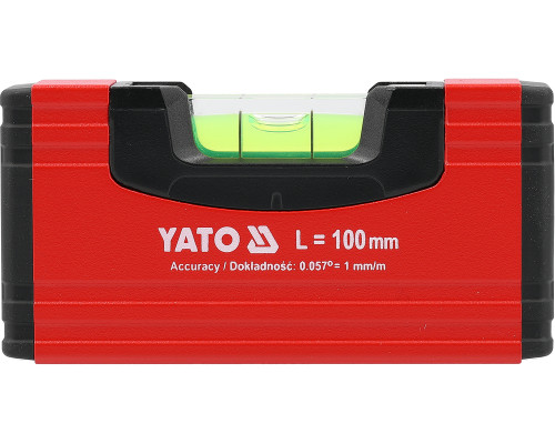 Уровень карманный с магнитным корпусом YATO: L= 100 мм. 1 капсула (YT-30350)