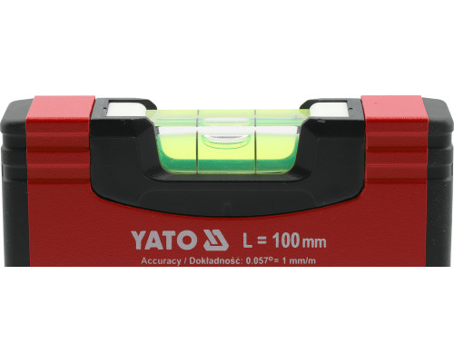 Уровень карманный с магнитным корпусом YATO: L= 100 мм. 1 капсула (YT-30350)