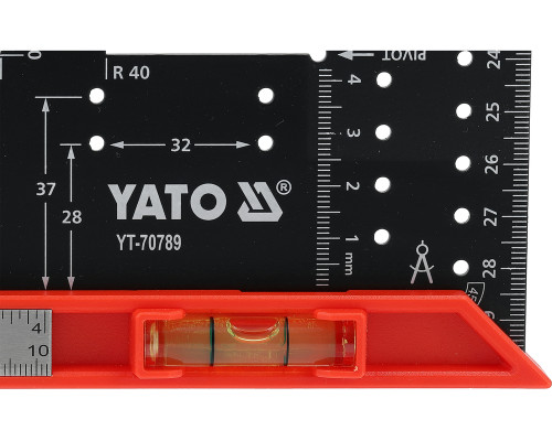 Кутник сталевий YATO L= 300 мм, з рівневою капсулою (YT-70789)