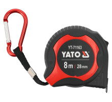 Рулетка з сталевою стрічкою YATO L= 8 м x 28 мм, 1-стороньою шкалою, лако-нейлоновим покриттям (YT-71163)