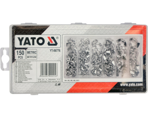 Гайки М4- М10 Барашек YATO в пластиковой коробке; наб. 150 шт. (YT-06776)