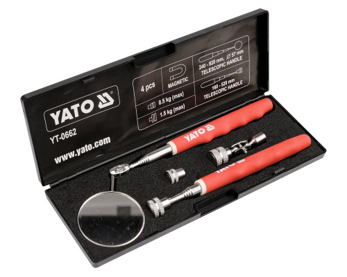 Захват магнитный + зеркало на телескопических держателях для осмотра YATO, наб. 2 элем. (YT-0662)