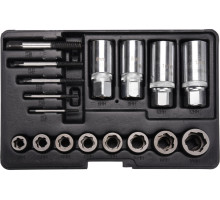 Набір екстракторів YATO : квадрат-1/2″ 3/8″, CrV і CrMo, для видалення зломаних гвинтів. 17 Од. (YT-06033)